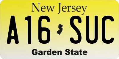 NJ license plate A16SUC