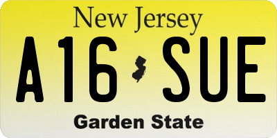 NJ license plate A16SUE