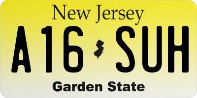NJ license plate A16SUH