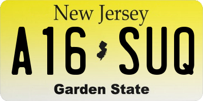 NJ license plate A16SUQ