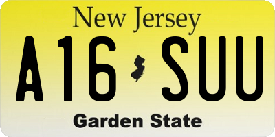 NJ license plate A16SUU