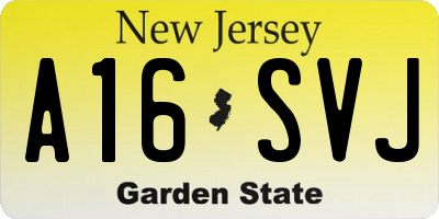 NJ license plate A16SVJ