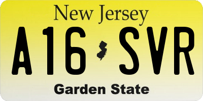NJ license plate A16SVR
