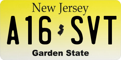 NJ license plate A16SVT