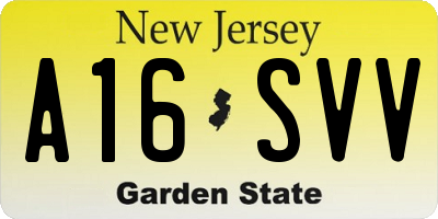 NJ license plate A16SVV