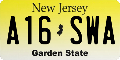 NJ license plate A16SWA