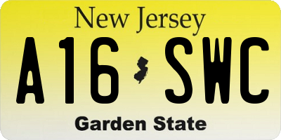 NJ license plate A16SWC