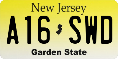 NJ license plate A16SWD