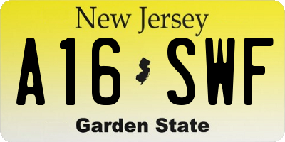 NJ license plate A16SWF