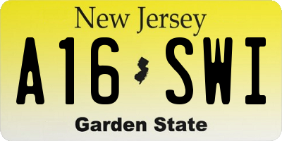 NJ license plate A16SWI