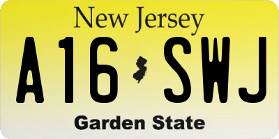 NJ license plate A16SWJ