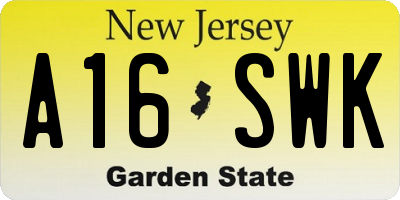 NJ license plate A16SWK