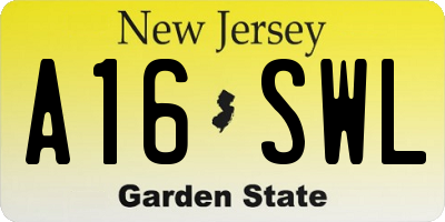 NJ license plate A16SWL