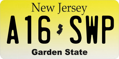NJ license plate A16SWP