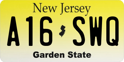NJ license plate A16SWQ
