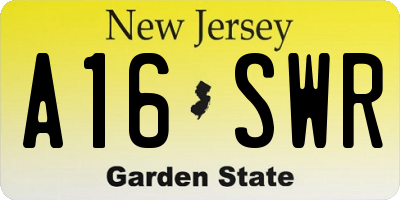 NJ license plate A16SWR