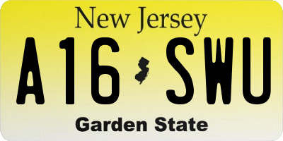 NJ license plate A16SWU