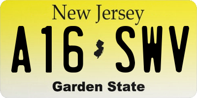 NJ license plate A16SWV