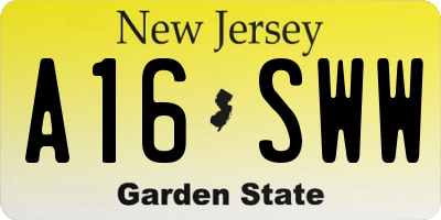 NJ license plate A16SWW