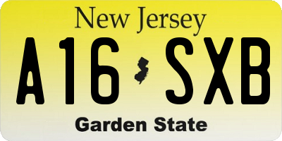 NJ license plate A16SXB