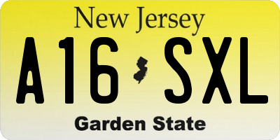 NJ license plate A16SXL