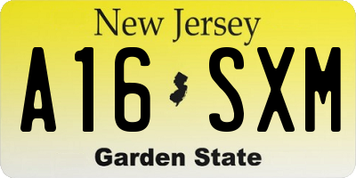NJ license plate A16SXM