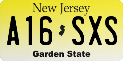 NJ license plate A16SXS