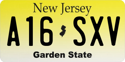NJ license plate A16SXV