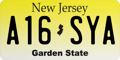 NJ license plate A16SYA