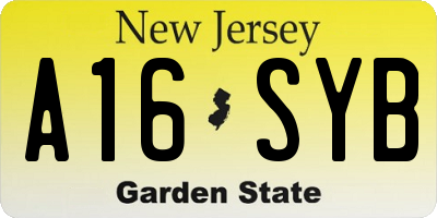 NJ license plate A16SYB