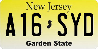 NJ license plate A16SYD