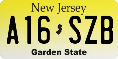 NJ license plate A16SZB