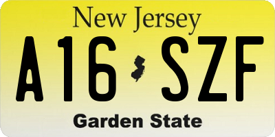 NJ license plate A16SZF