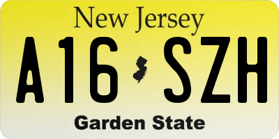 NJ license plate A16SZH