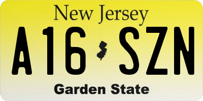 NJ license plate A16SZN