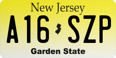 NJ license plate A16SZP
