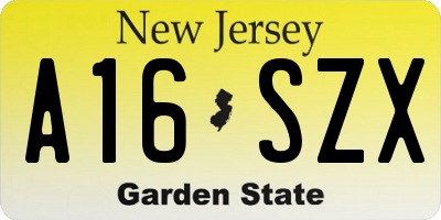 NJ license plate A16SZX