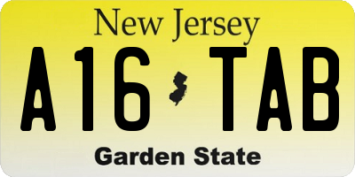 NJ license plate A16TAB
