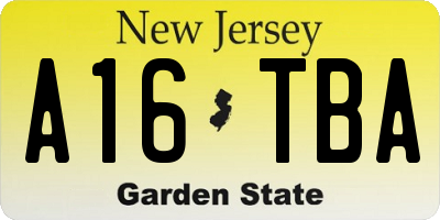 NJ license plate A16TBA