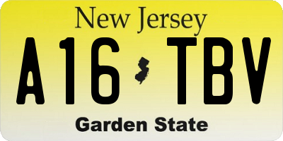 NJ license plate A16TBV