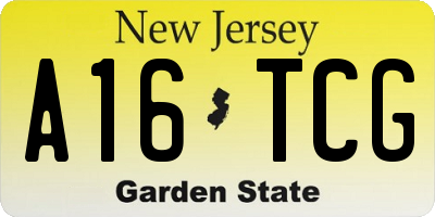 NJ license plate A16TCG