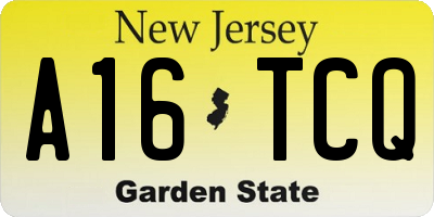 NJ license plate A16TCQ