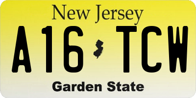 NJ license plate A16TCW