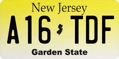 NJ license plate A16TDF
