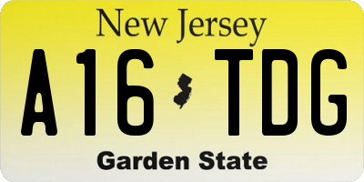 NJ license plate A16TDG