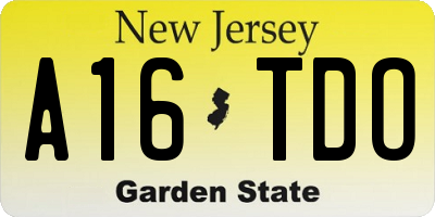 NJ license plate A16TDO