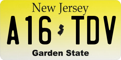 NJ license plate A16TDV