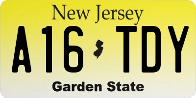 NJ license plate A16TDY