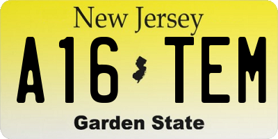 NJ license plate A16TEM