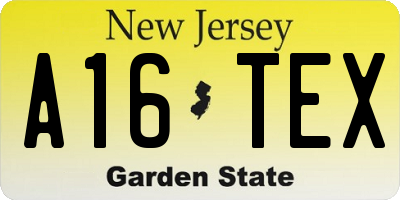 NJ license plate A16TEX